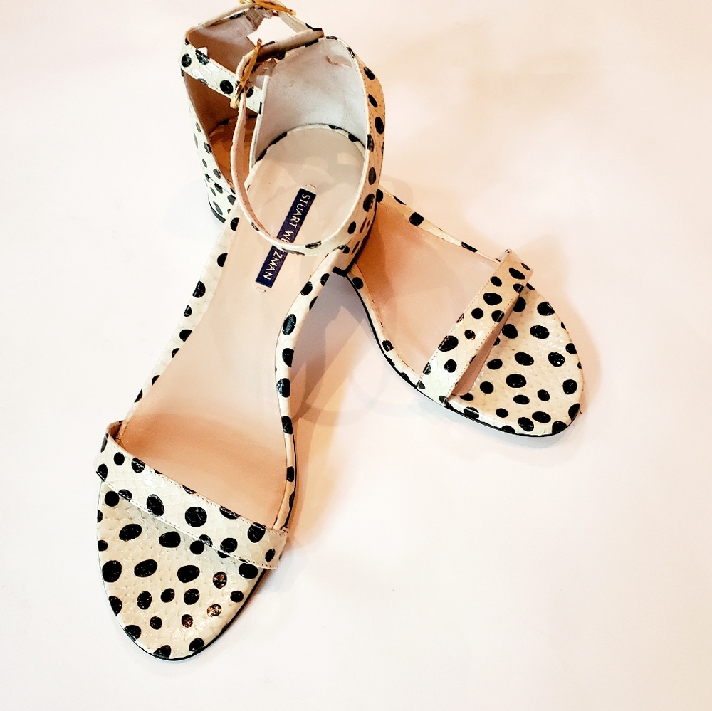 Stuart Weitzman Spotted Ankle Wrap Sandals
